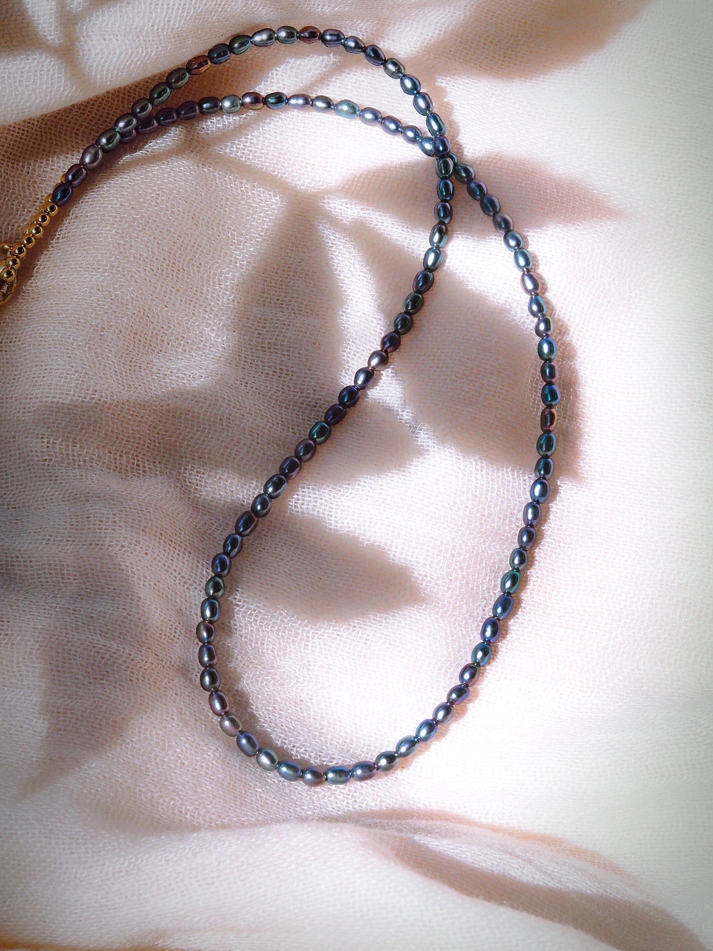 Gold Dainty Black Pearl Necklace - Maile