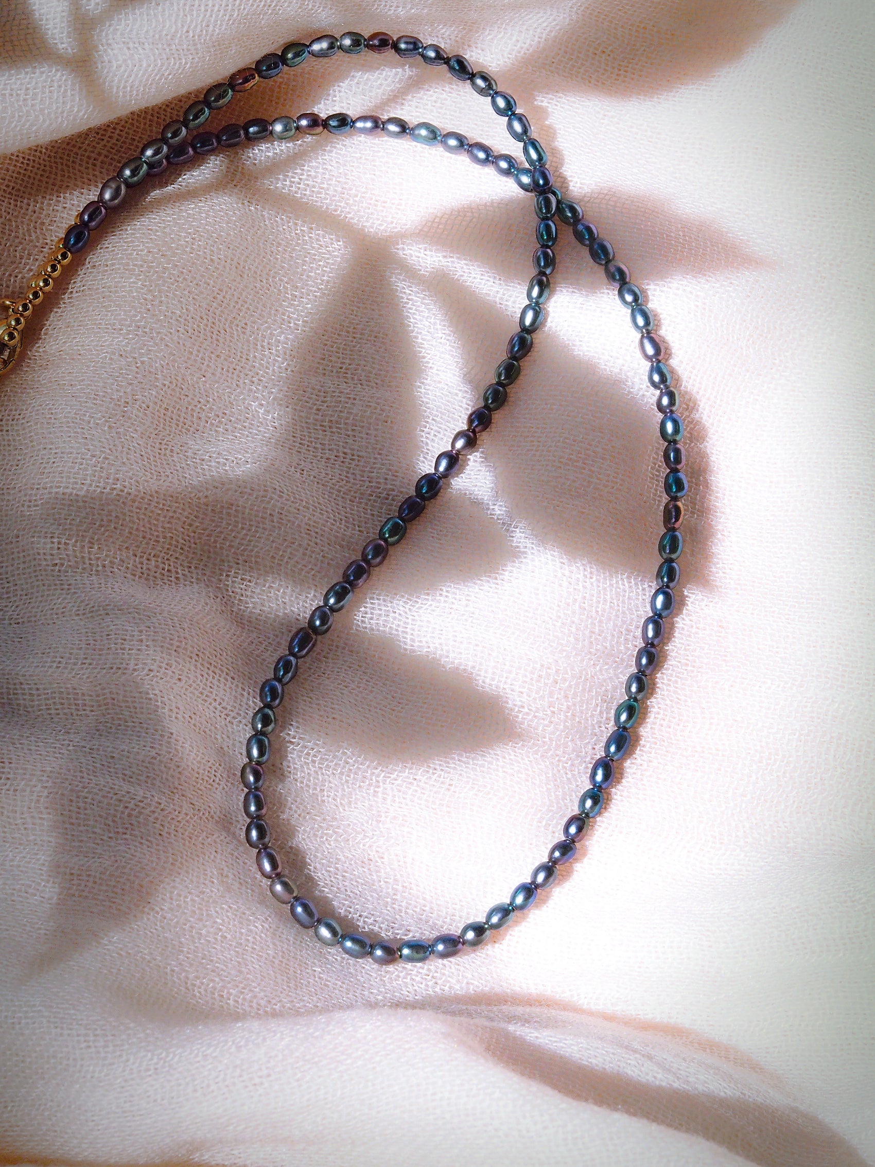 Gold Dainty Black Pearl Necklace - Maile