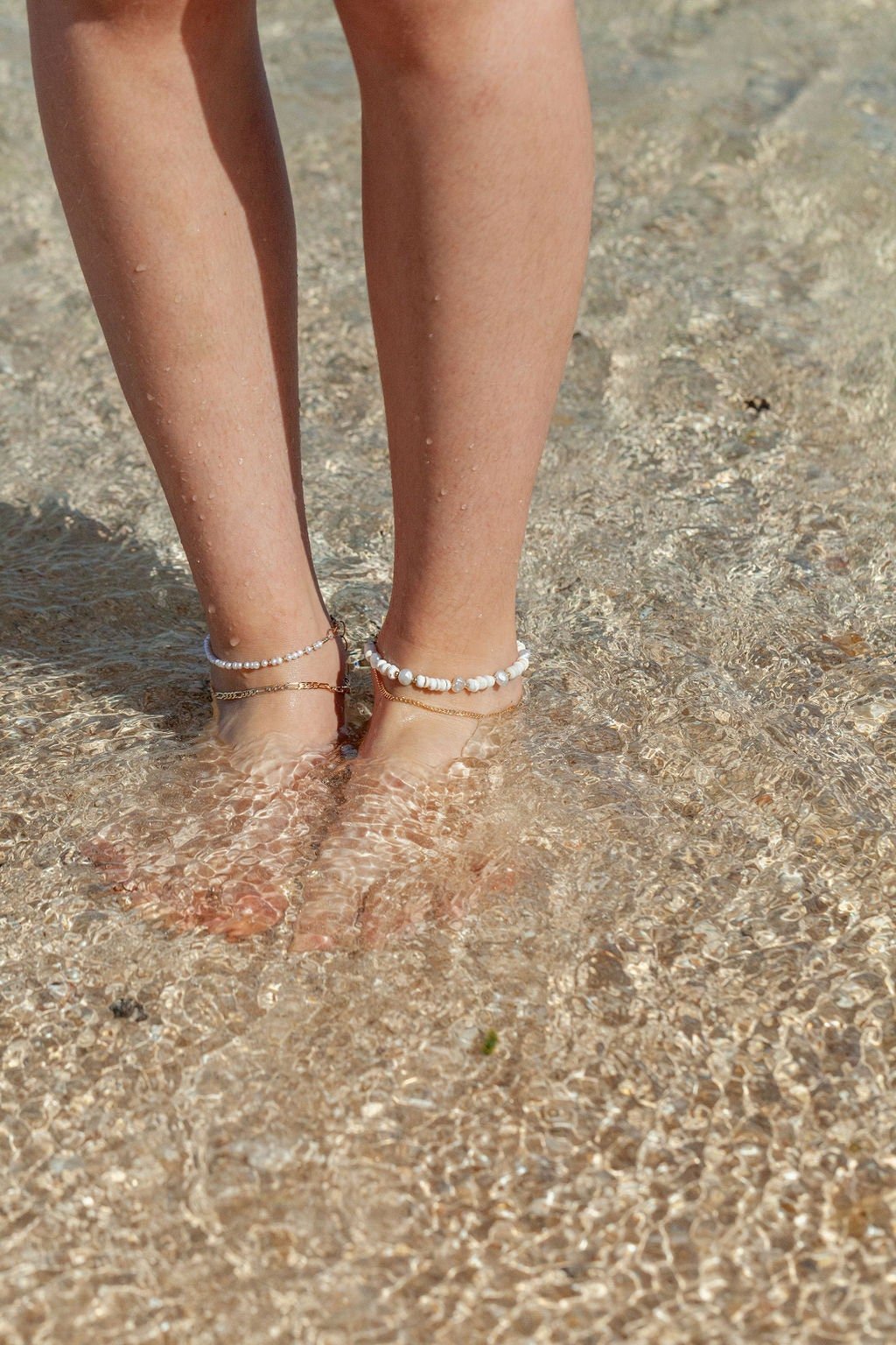 Anklets - Keshi Pearl Puka Shell Anklet - Poa - ke aloha jewelry