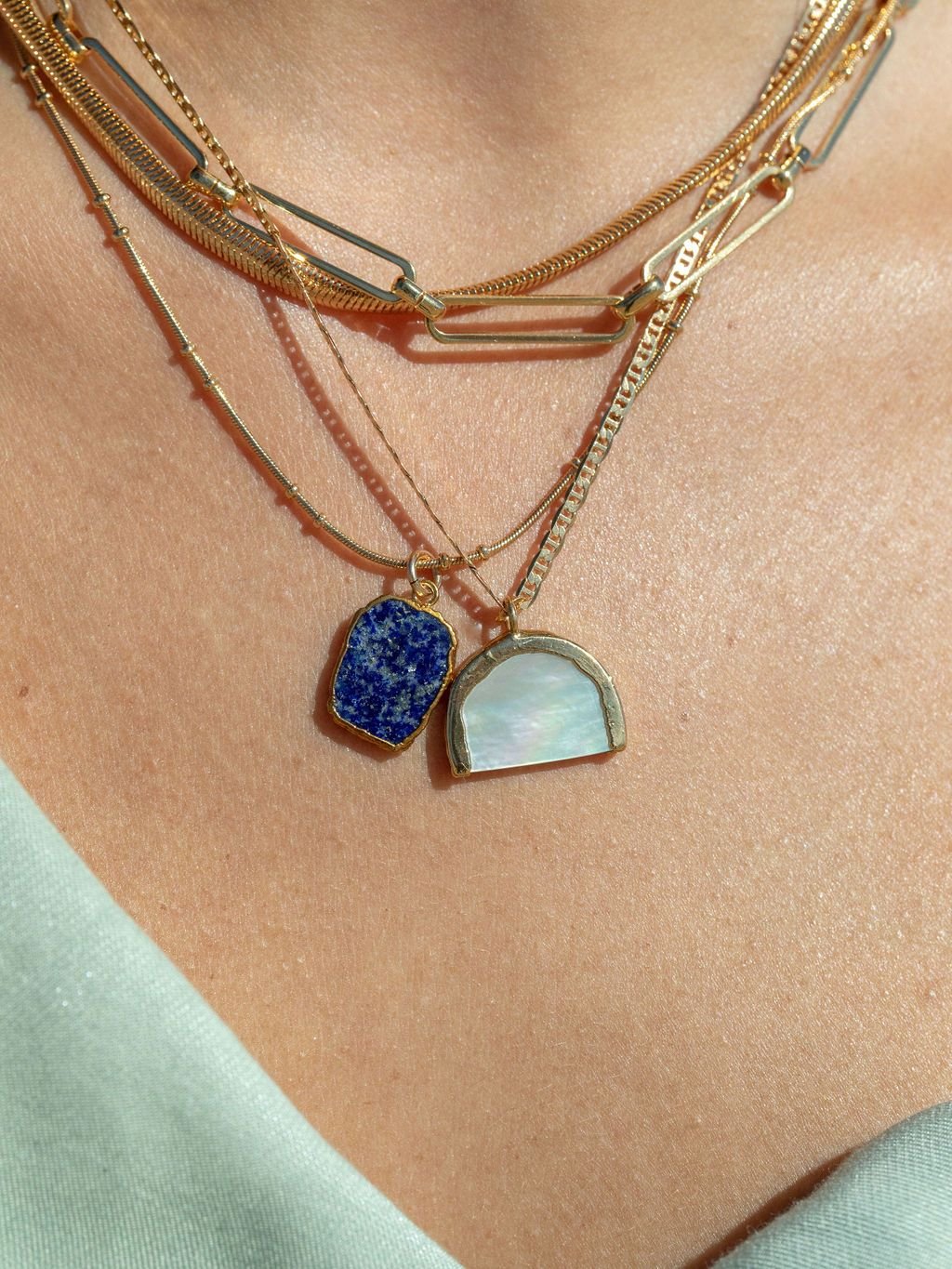 Gold Necklace - Lapis Lazuli Gemstone Gold Pendant Necklace - Ku - ke aloha jewelry