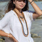 Gold Necklace - Long Tahitian Pearl Lava Bead Necklace - Ainalani - ke aloha jewelry