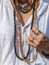 Gold Necklace - Long Tahitian Pearl Sandalwood Bead Necklace - Ainalani - ke aloha jewelry