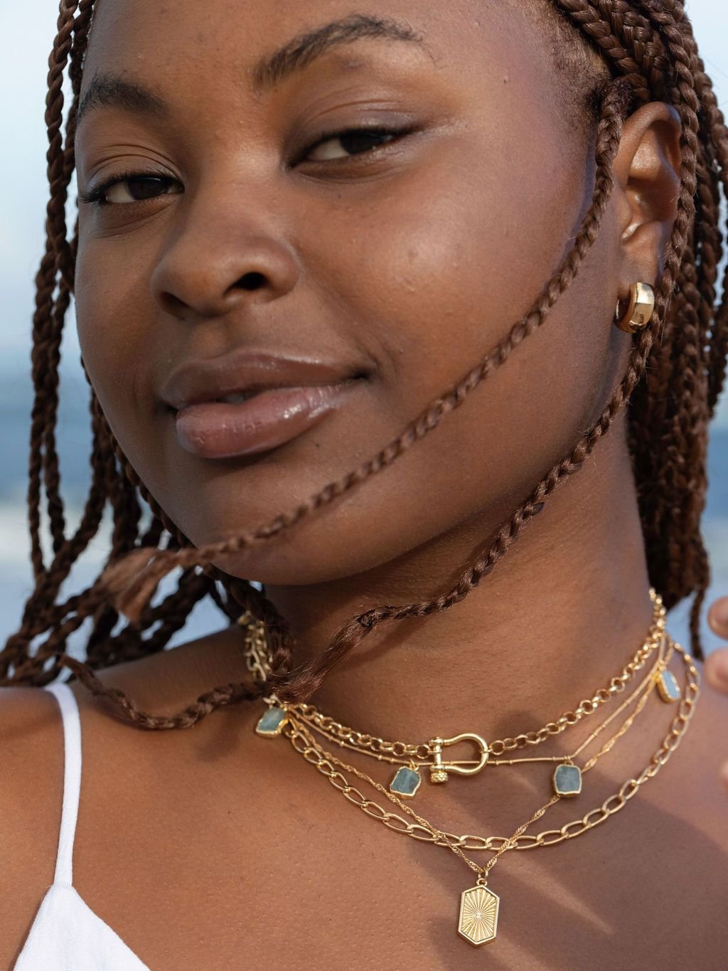 Earrings - Medium Bold Chubby Gold Huggie Hoop Earrings - Huali - ke aloha jewelry