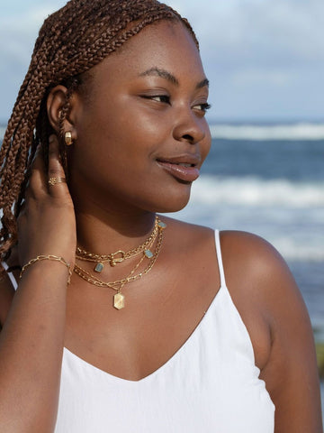 Earrings - Medium Bold Chubby Gold Huggie Hoop Earrings - Huali - ke aloha jewelry