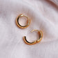 Earrings - Medium Bold Chubby Gold Huggie Hoop Earrings - Huali - ke aloha jewelry