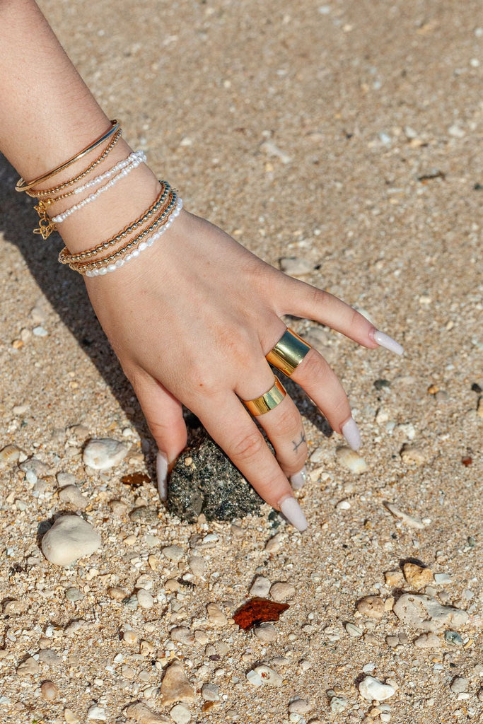 Rings - Medium Vermeil Gold Cigar Band Ring - Akau - ke aloha jewelry