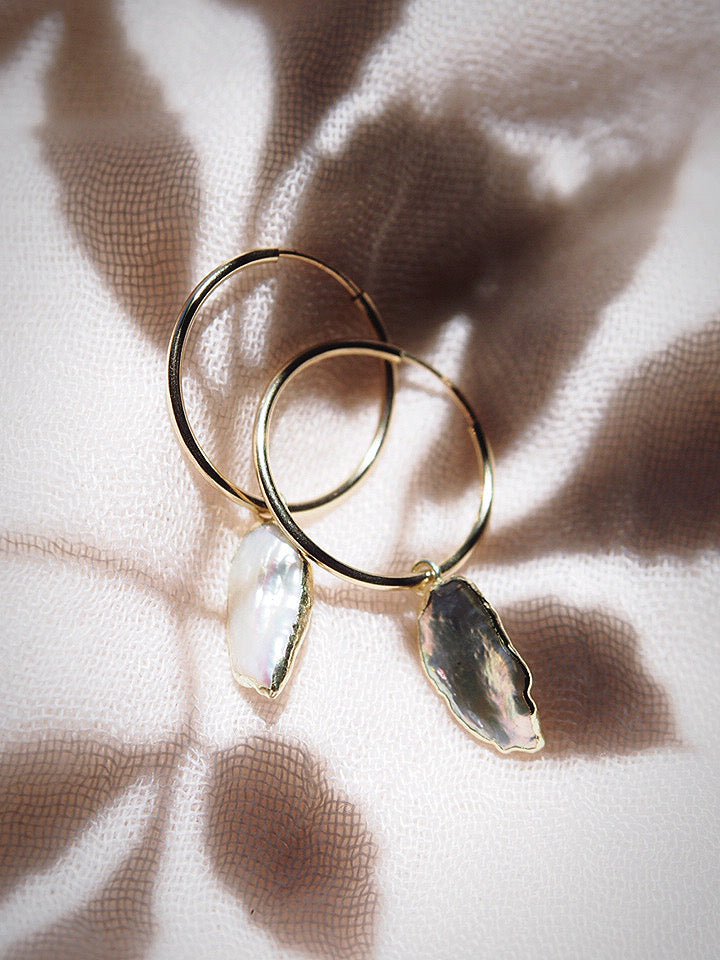 Earrings - Mini Biwa Pearl Hoop Earrings - Kaimana - ke aloha jewelry