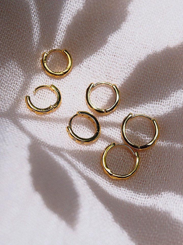 Earrings - Mini Crystal Gold Huggie Hoop Earrings - Alamea - ke aloha jewelry