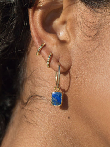 Earrings - Mini Crystal Gold Huggie Hoop Earrings - Alamea - ke aloha jewelry
