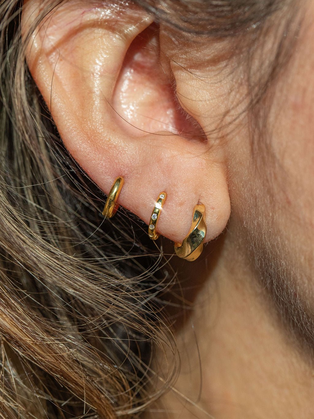 Earrings - Mini Crystal Gold Huggie Hoop Earrings - Alamea - ke aloha jewelry