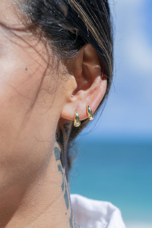 Earrings - Mini Gold Dome Huggie Hoop Earrings - Aniani - ke aloha jewelry