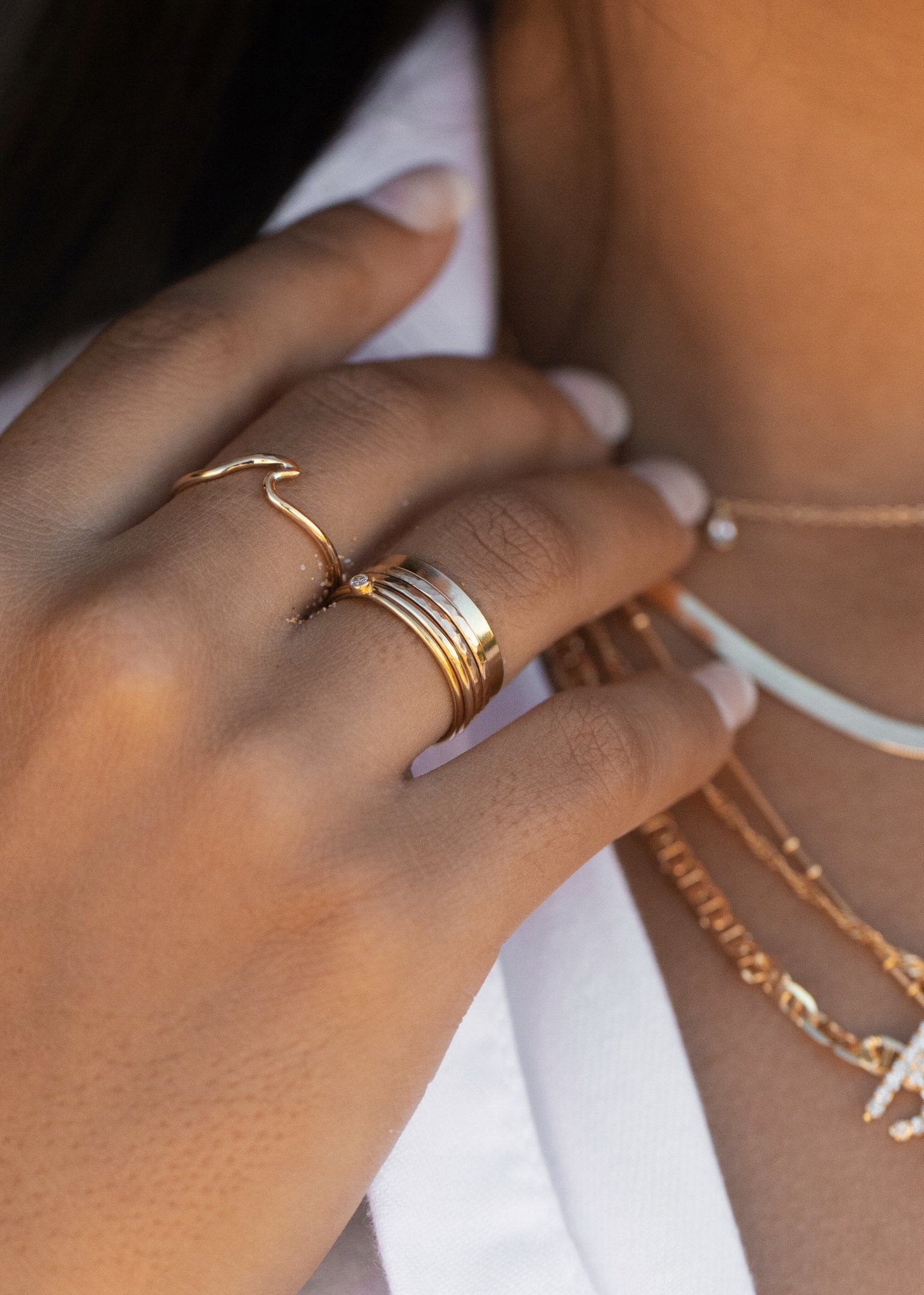 Rings - Mini Gold Wave Ring - Nalu - Ke Aloha Jewelry