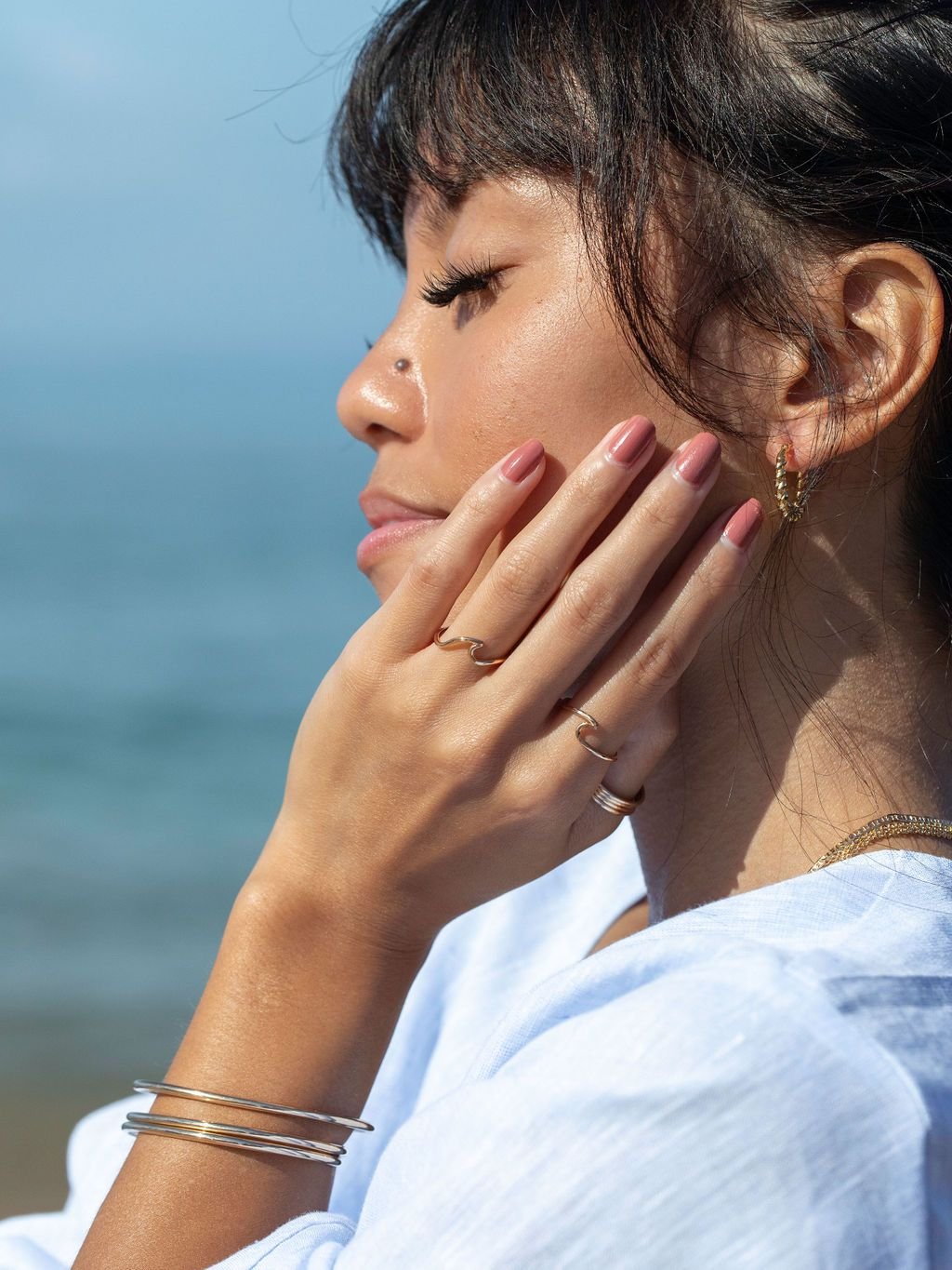 Rings - Mini Gold Wave Ring - Nalu - ke aloha jewelry