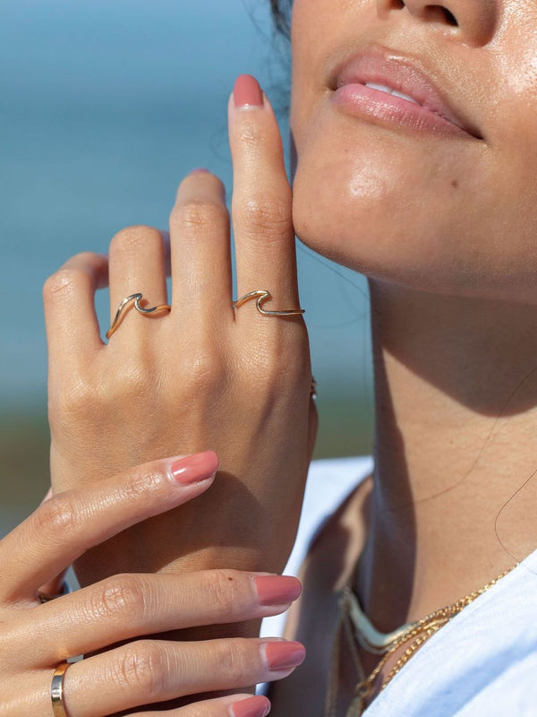 Rings - Mini Gold Wave Ring - Nalu - ke aloha jewelry