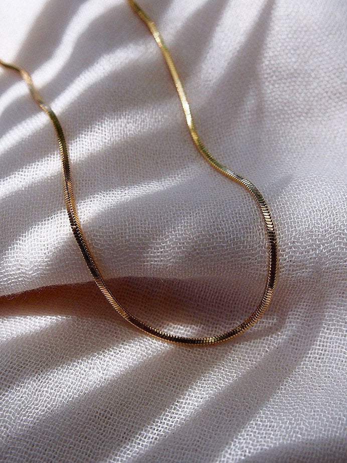 Gold Necklace - Mini Herringbone Chain - Laka - ke aloha jewelry