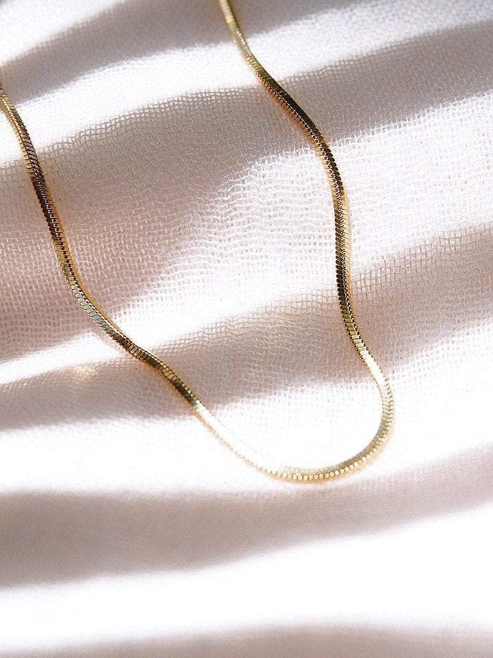 Gold Necklace - Mini Herringbone Chain - Laka - ke aloha jewelry