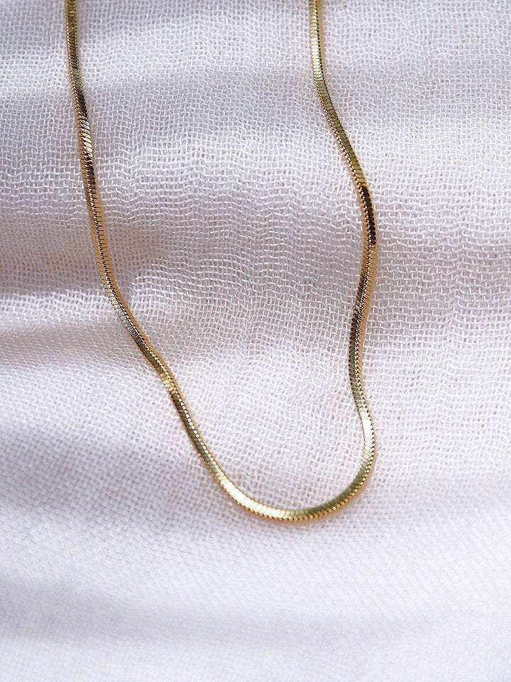 Gold Necklace - Mini Herringbone Chain - Laka - ke aloha jewelry