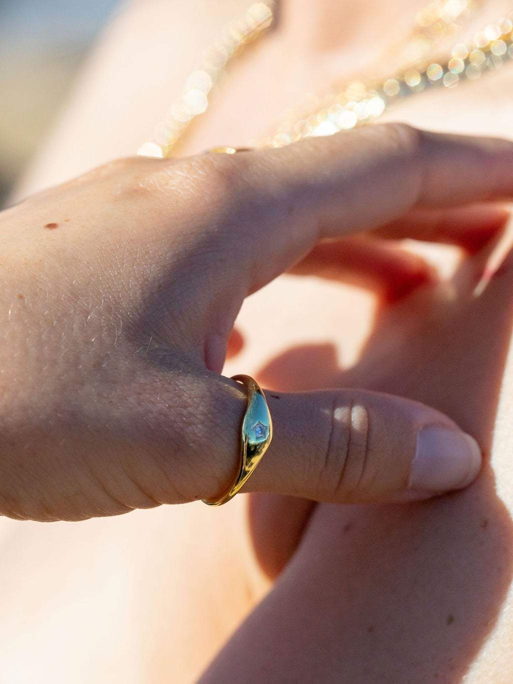 Rings - Mini Starburst Signet Ring in Gold - Kakahi - ke aloha jewelry