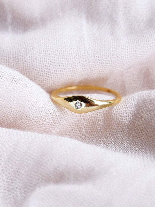 Rings - Mini Starburst Signet Ring in Gold - Kakahi - ke aloha jewelry