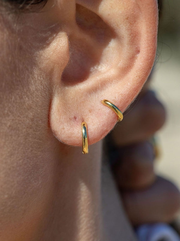 Earrings - Mini Vermeil Gold Huggie Hoop Earrings - Pa - ke aloha jewelry