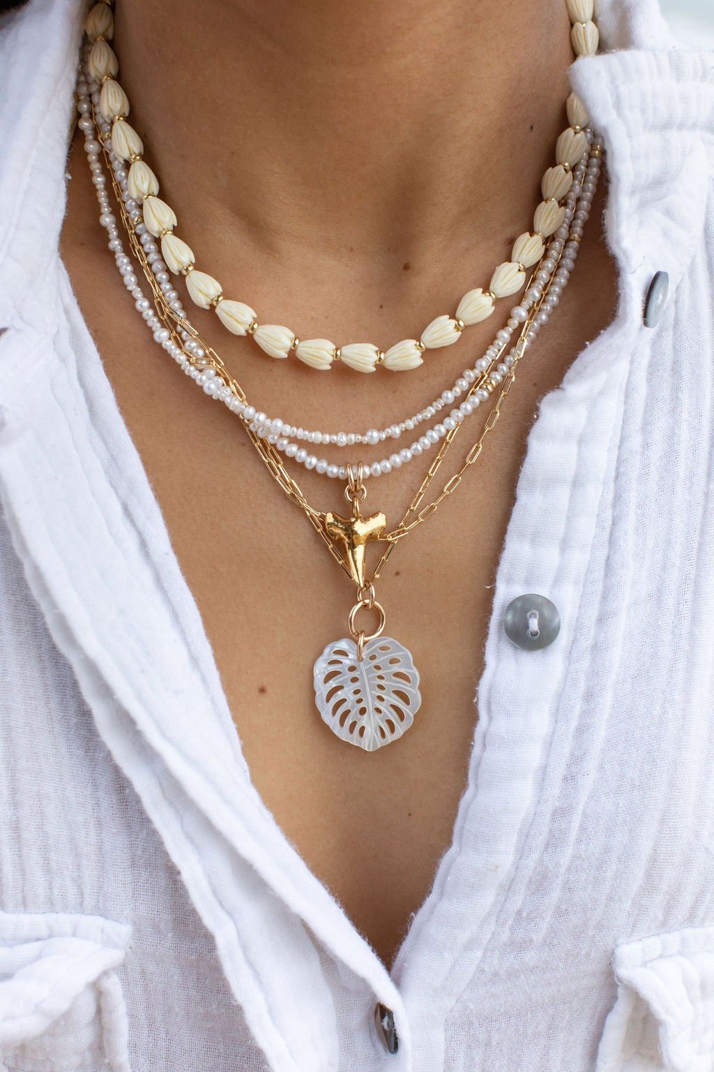 monstera necklace Silver Monstera Chain Necklace
