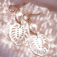 - Monstera & Pearl Earrings - Me'e - ke aloha jewelry