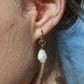 Earrings - Mother of Pearl and Gold Flower Lei Charm Huggie Hoop Earrings - Lei - ke aloha jewelry