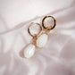 Earrings - Mother of Pearl and Gold Flower Lei Charm Huggie Hoop Earrings - Lei - ke aloha jewelry