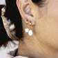 Earrings - Mother of Pearl and Gold Flower Lei Charm Huggie Hoop Earrings - Lei - ke aloha jewelry