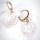 Earrings - Mother of Pearl and Gold Monstera Charm Huggie Hoop Earrings - Hula - Ke Aloha Jewelry