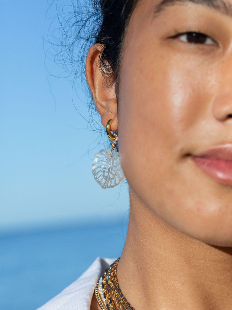Gold Hoops with Tahitian Pearl Charms — Hooked Up Hawaii