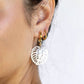 Earrings - Mother of Pearl and Gold Monstera Charm Huggie Hoop Earrings - Hula - ke aloha jewelry