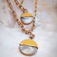Gold Necklace - Mother of Pearl Gold Filled Coin Charm Necklace - Leimomi - Ke Aloha Jewelry