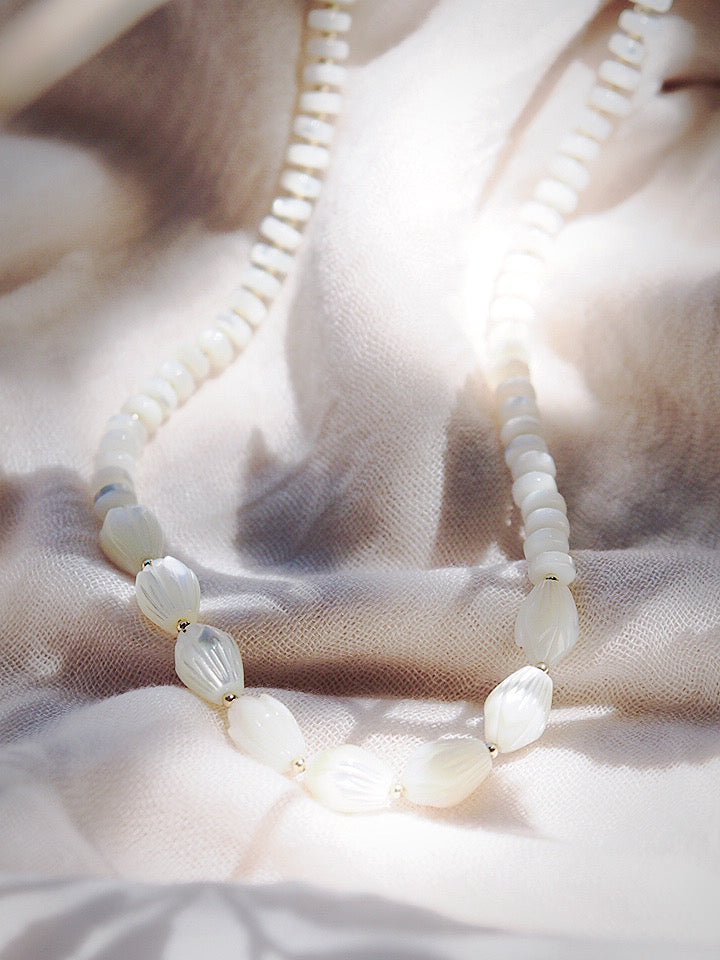 Gold Necklace - Mother of Pearl Pikake Necklace - Mauloa - ke aloha jewelry