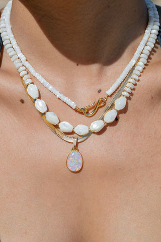 Gold Necklace - Mother of Pearl Pikake Necklace - Mauloa - ke aloha jewelry