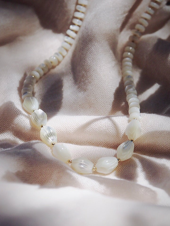 Gold Necklace - Mother of Pearl Pikake Necklace - Mauloa - ke aloha jewelry