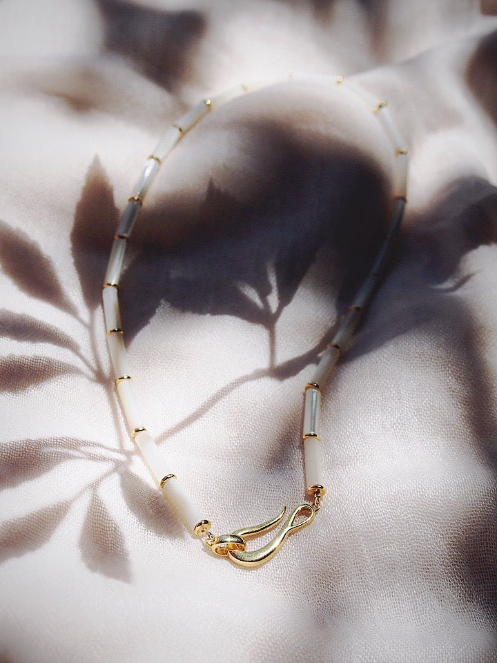 Gold Necklace - Mother of Pearl Pikake Necklace - Mauloa - ke aloha jewelry