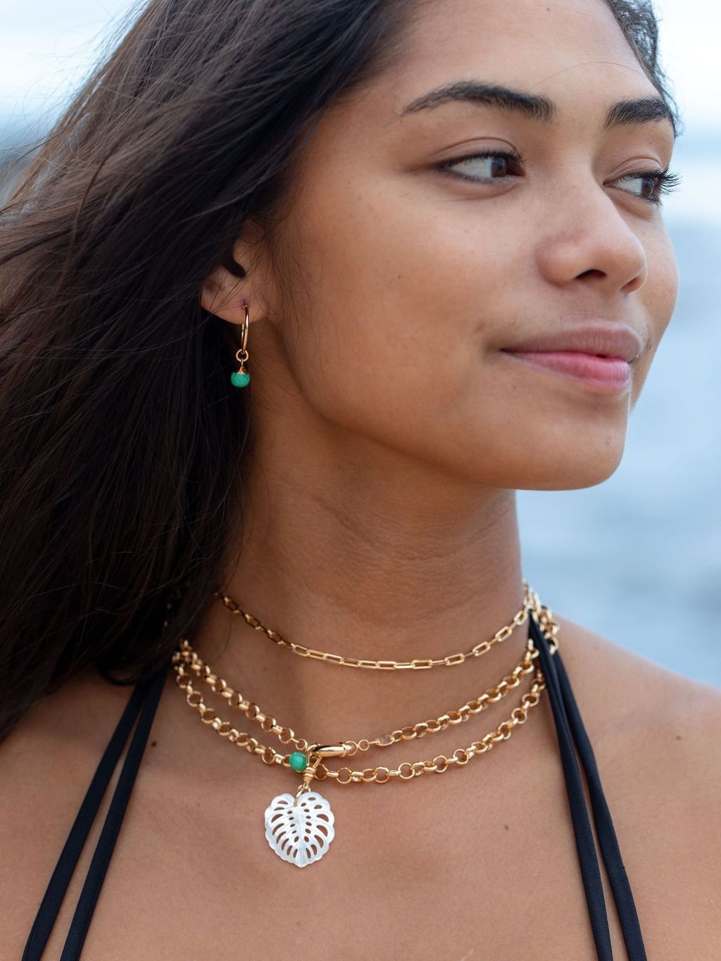 Mother of Pearl Shell Monstera Charm