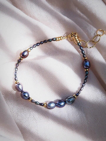 Gold Bracelet - Peacock Pearl Bead Bracelet - Hiwahiwa - ke aloha jewelry