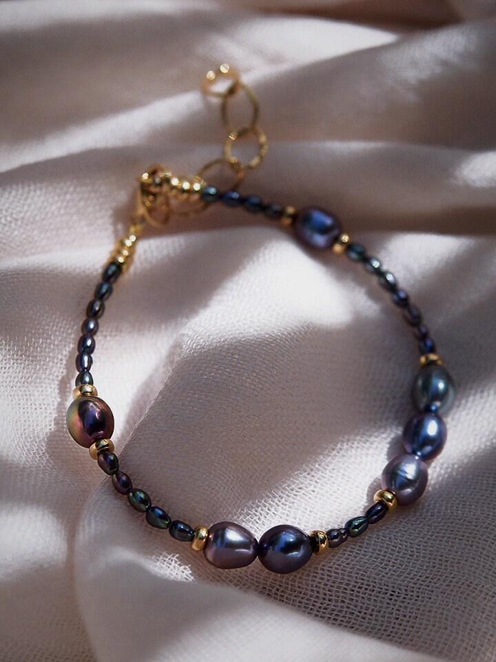 Gold Bracelet - Peacock Pearl Bead Bracelet - Hiwahiwa - ke aloha jewelry