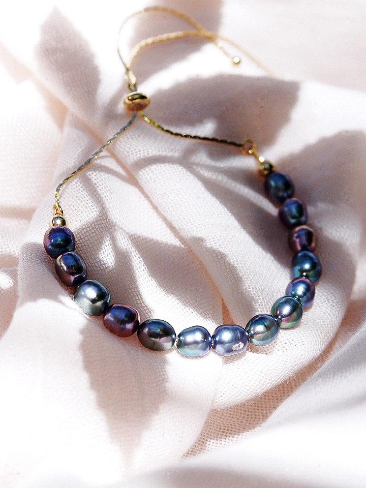 Gold Bracelet - Peacock Pearl Bead Bracelet, - Keilani - ke aloha jewelry