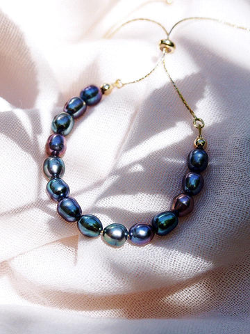 Gold Bracelet - Peacock Pearl Bead Bracelet, - Keilani - ke aloha jewelry