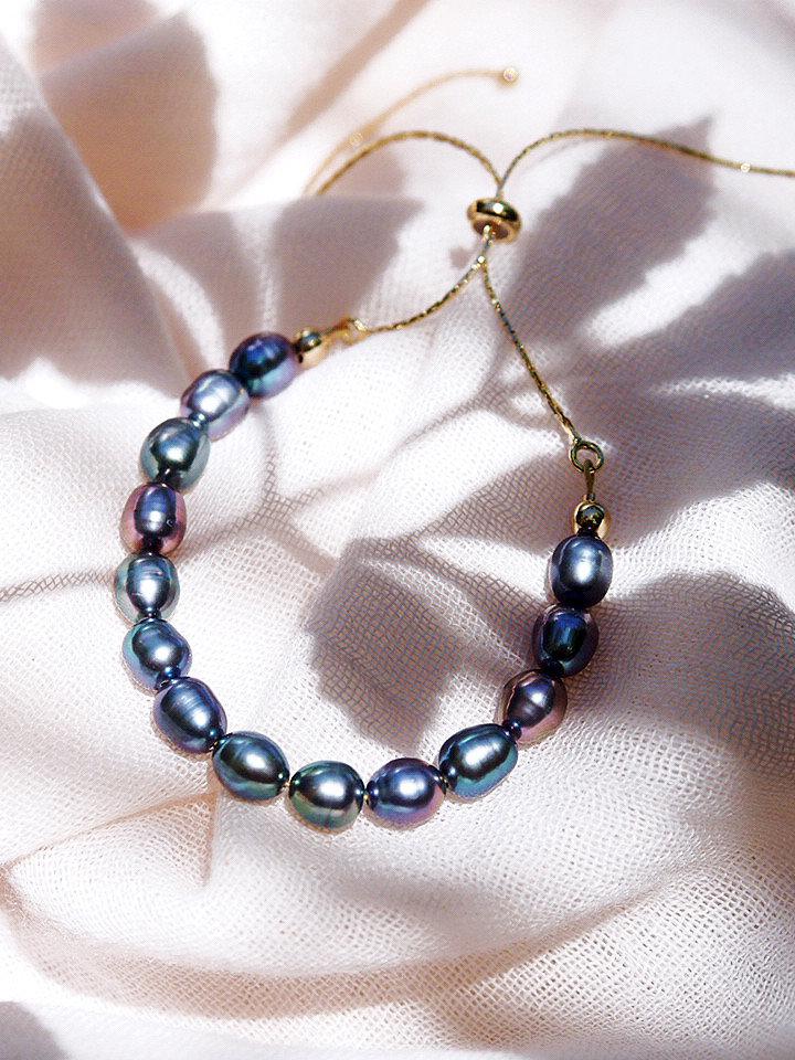 Gold Bracelet - Peacock Pearl Bead Bracelet, - Keilani - ke aloha jewelry