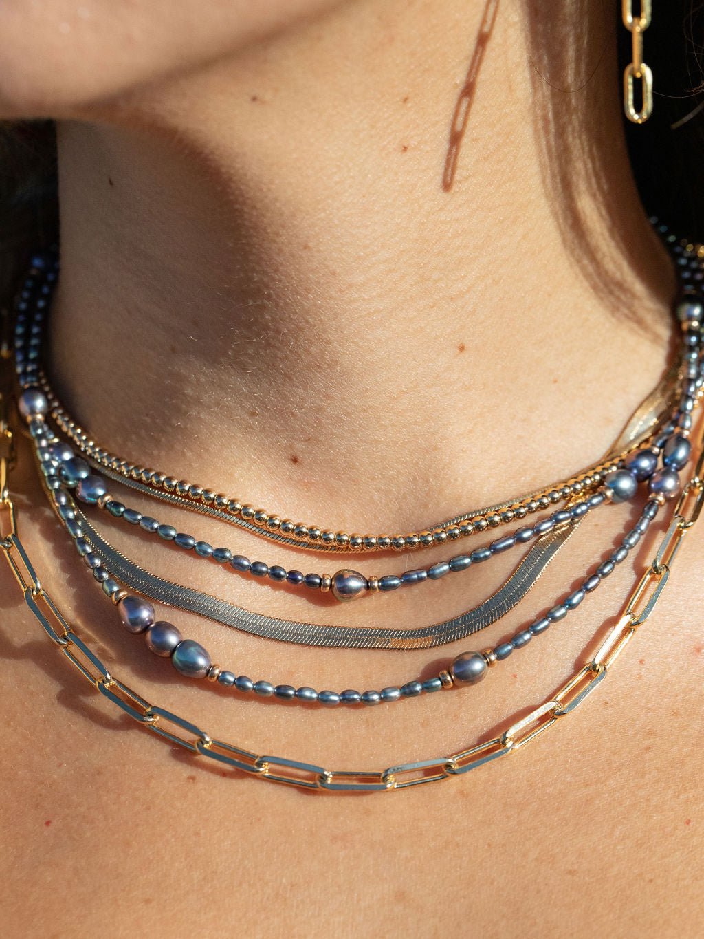 Gold Necklace - Peacock Pearl Bead Necklace - Hiwahiwa - ke aloha jewelry