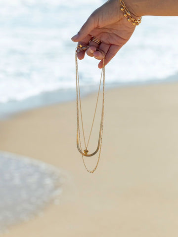 Gold Necklace - Petite Gold Shark Tooth Necklace - Mano Petite - ke aloha jewelry