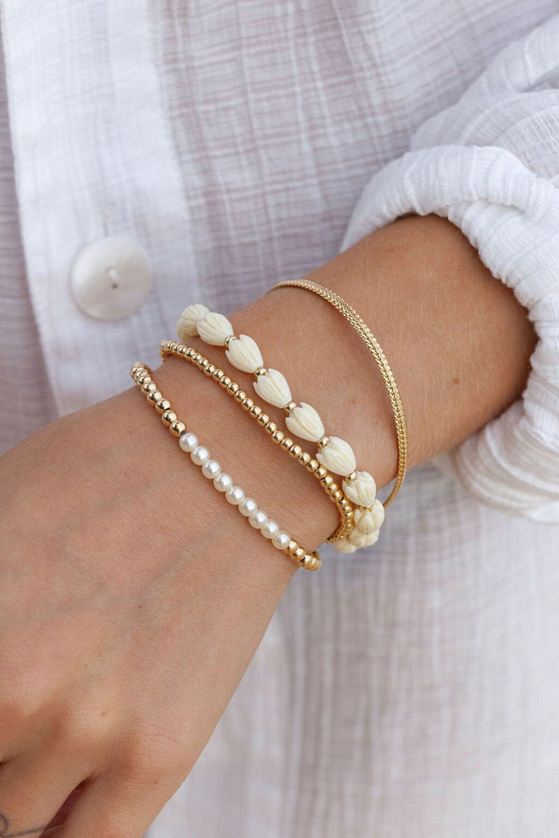 Pikake Stretchy Bracelet, Mother of deals Pearl Pikake Bead, Bridesmaid Bracelet, Bridal Jewelry, Graduation, Hawaiian Jewelry, Handmade in Hawaii