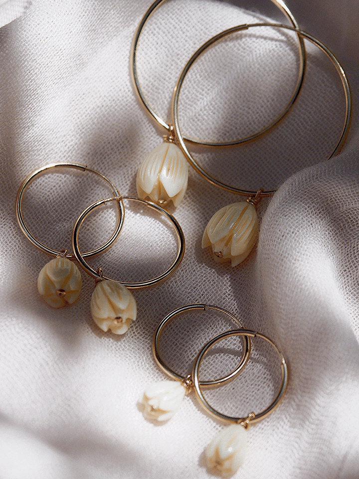 Earrings - Pikake Gold Hoop Earrings - Pikake - ke aloha jewelry