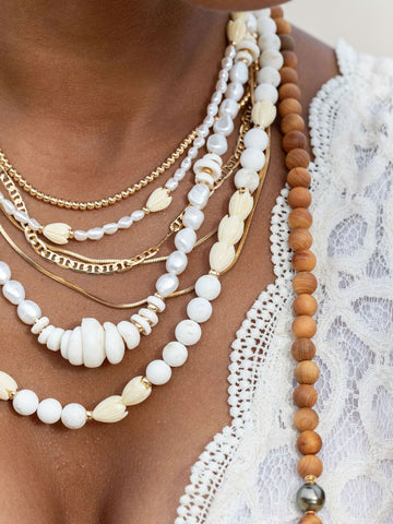 Gold Necklace - Pikake Gold Pearl Bead Necklace - Mele - ke aloha jewelry