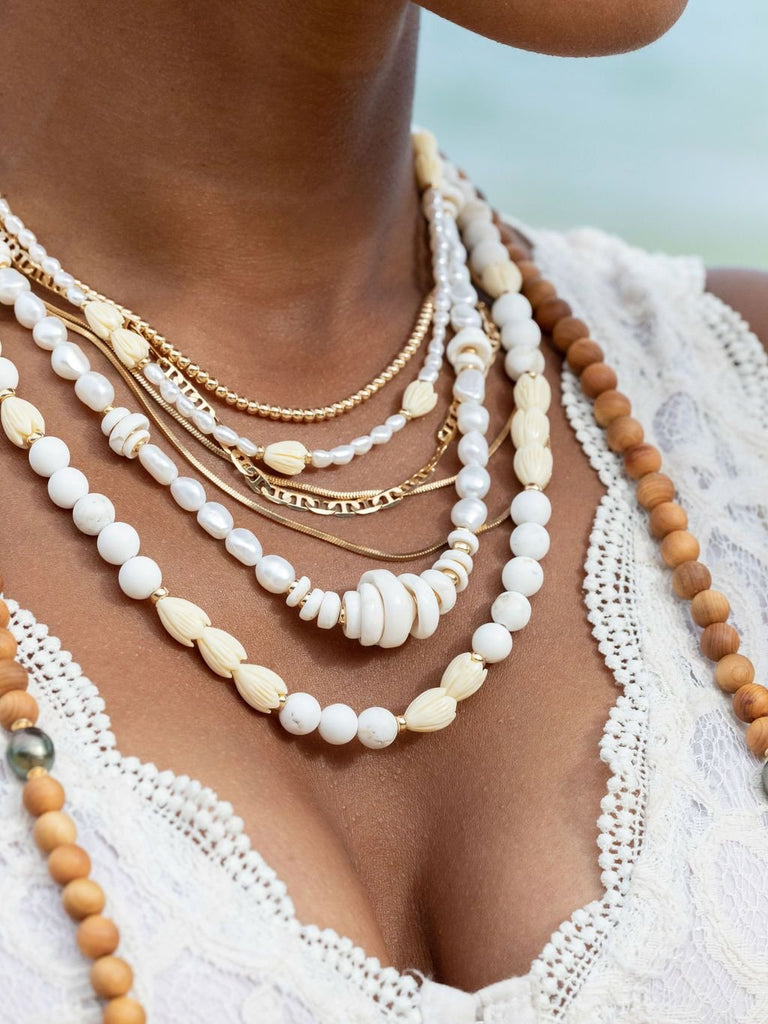 Gold Necklace - Pikake Gold Pearl Bead Necklace - Mele - ke aloha jewelry