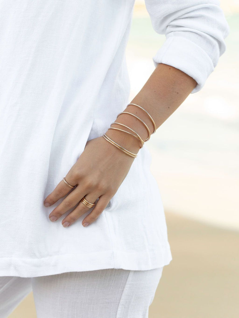 Gold Bracelet - Plain Bold Gold Cuff Bracelet - Maui - ke aloha jewelry